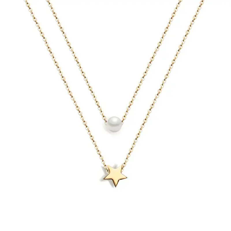 Pearl & Star Layer necklace - FY0290